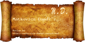 Matkovics Damáz névjegykártya